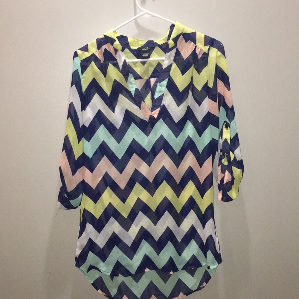 Colorful chevron striped blouse.  Medium.
